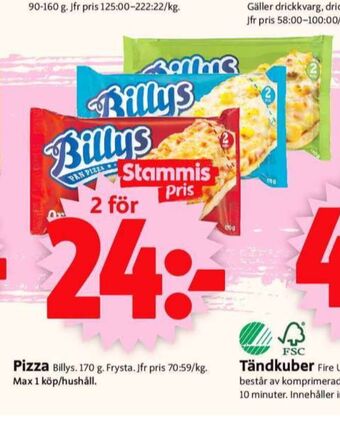 ICA Supermarket Billys pizza erbjuda