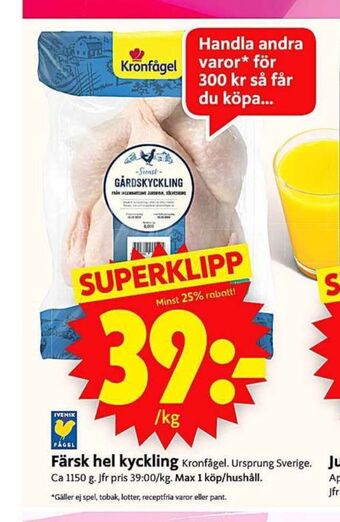 ICA Supermarket Kronfågel kyckling erbjuda