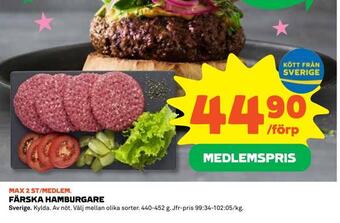 Coop Daglivs Färska hamburgare erbjuda