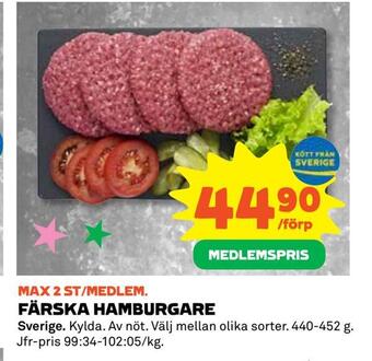 Coop Färska hamburgare erbjuda