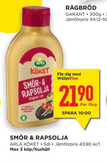 Willys Hemma Smör & rapsolja erbjuda