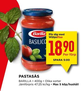 Willys Pastasås erbjuda
