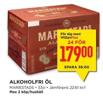 Willys Hemma Alkoholfri öl erbjuda
