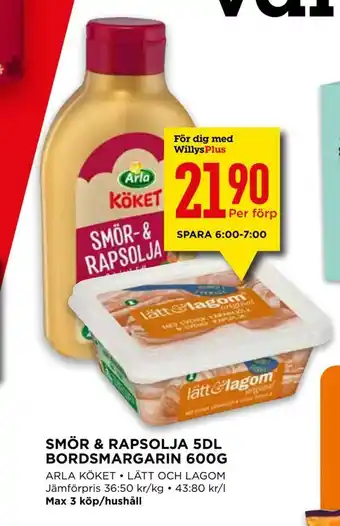 Smör & rapsolja 5dl bordsmargarin 600g