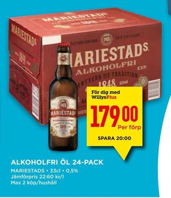 Willys Alkoholfri öl 24-pack erbjuda