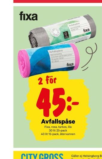 City Gross Fixa avfallspåsar erbjuda
