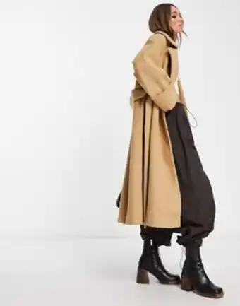 ASOS Asos design – brun kappa i borstat material med skärp erbjuda