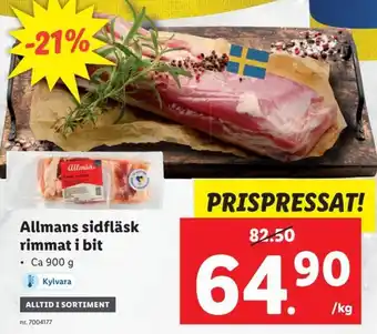 Lidl Allmans Sidfläsk Rimmat i Bit erbjuda