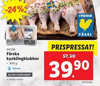 Lidl Gyllda Färska Kycklingklubbor erbjuda