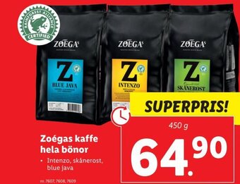 Lidl Zoégas Kaffe Hela Bönor erbjuda