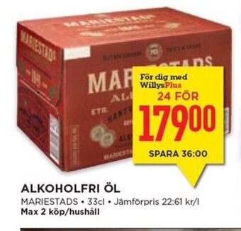 Willys Alkoholfri öl erbjuda