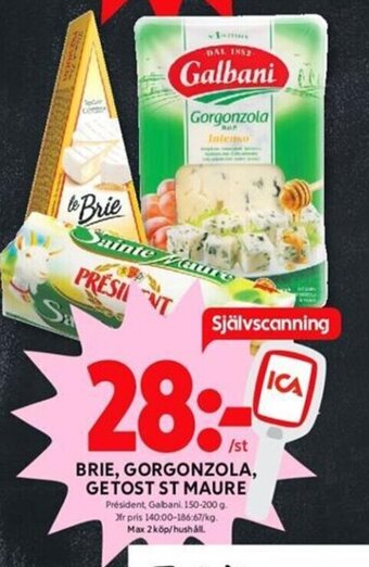 ICA Kvantum Brie, Gorgonzola, Getost St Maure erbjuda