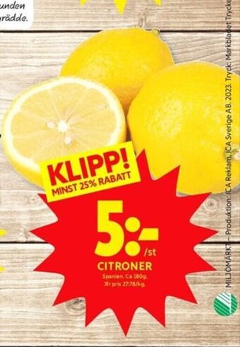 ICA Kvantum Citroner erbjuda