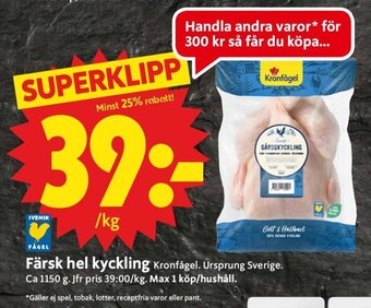 ICA Supermarket Färsk Hel Kyckling erbjuda