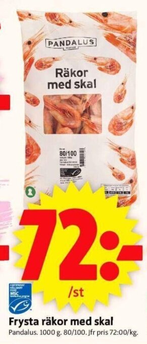 ICA Supermarket Frysta Räkor Med Skal erbjuda