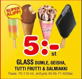 Glass dumle, geisha, tutti frutti & salmiakki