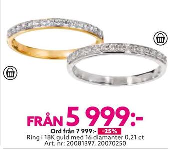 Albrekts Guld Ring i 18k guld med 16 diamanter 0,21 ct erbjuda