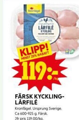 ICA Kvantum Färsk Kycklinglårfilé erbjuda