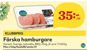 Hemköp Garant Färska hamburgare 452g erbjuda