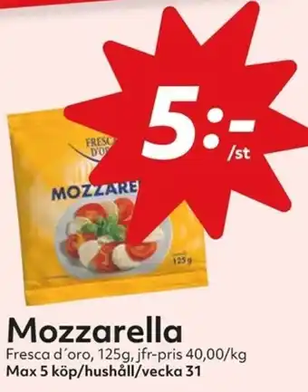 Hemköp Fresca d'oro Mozzarella 125g erbjuda