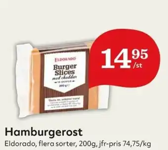 Hemköp Eldorado Hamburgerost 200g erbjuda