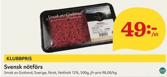 Hemköp Smak av Gotland Svensk nötfärs 500g erbjuda