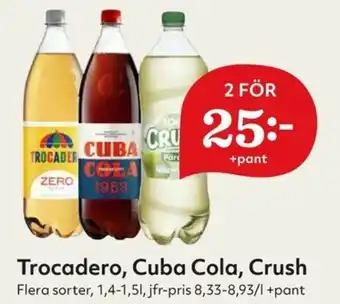 Hemköp Trocadero, Cuba Cola, Crush 1,4-1,5l erbjuda