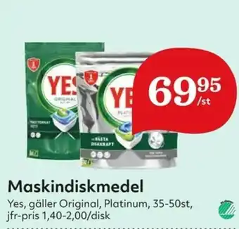 Hemköp Yes Maskindisktmedel 35-50st erbjuda