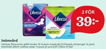 Hemköp Libresse Intimvård 10-16 pack/22-50 pack erbjuda