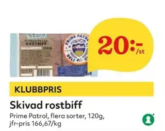 Hemköp Prime Patrol Skivad rostbiff 120g erbjuda