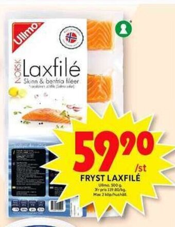 ICA Maxi Ullmo Fryst Laxfilé 500g erbjuda
