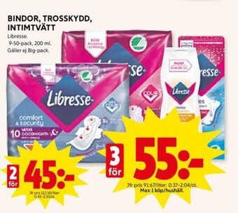 ICA Kvantum Bindor, Trosskydd , Intimtvätt erbjuda