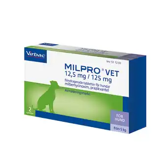 Apotek Hjärtat Milpro vet för hund 12,5 mg / 125 mg, 2 tabletter erbjuda