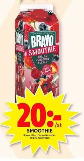 ICA Maxi Bravo Smoothie 1 liter erbjuda