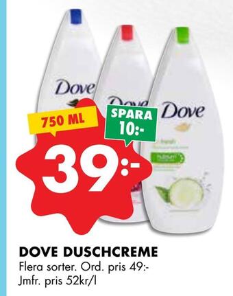 ÖoB Dove duschcreme erbjuda