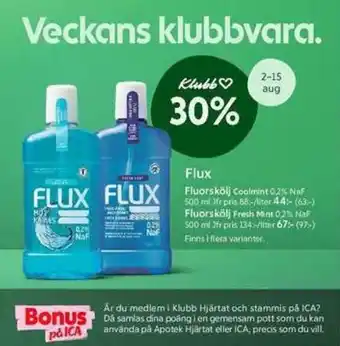 ICA Maxi 30% Flux skölj Coolmint/Fresh Mint 500ml erbjuda