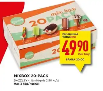 Willys Dazzley mix box 20-pack erbjuda
