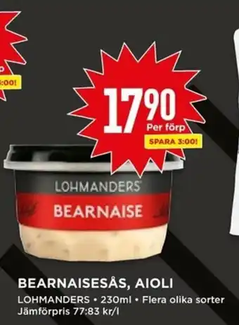 Willys Lohmanders Bearnaisesås, Aioli 230ml erbjuda
