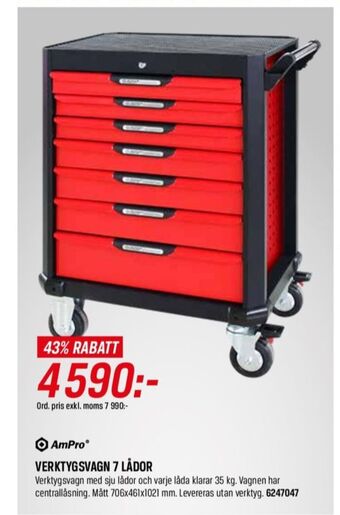 Swedol Ampro verktygsvagn erbjuda