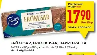 Fazer Frökusar, Fruktkusar, Havrefralla 420g/480g