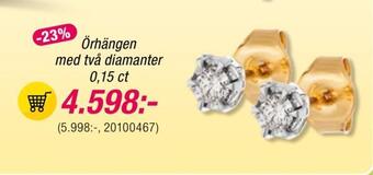 Guldfynd Örhängen med två diamanter 0,15 ct erbjuda