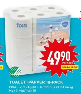 Willys Fixa Toalettpapper 18-pack erbjuda