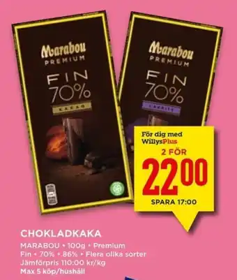 Willys Marabou Chokladkaka 100g erbjuda