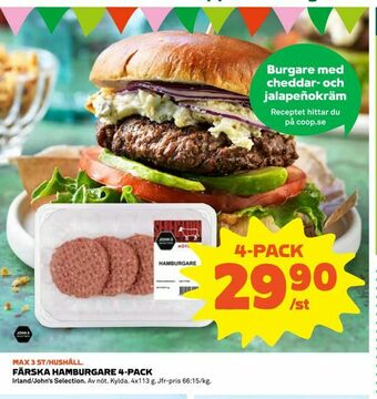 Coop Daglivs Färska hamburgare 4-pack erbjuda