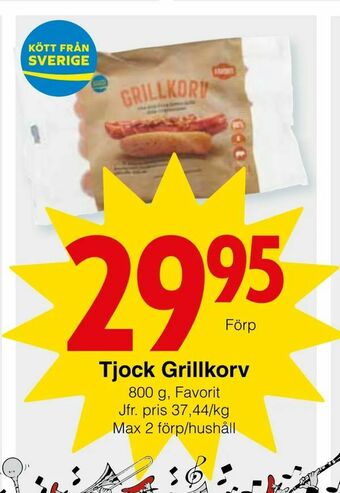 Matöppet Tjock Grillkorv erbjuda