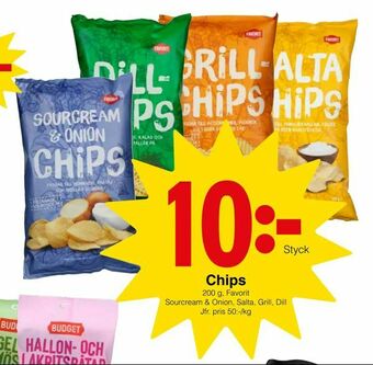 Matöppet Chips erbjuda