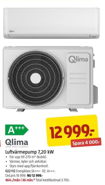 Jula Luftvärmepump 7,20 kw erbjuda