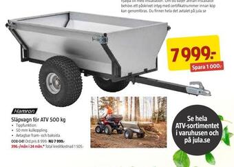 Släpvagn för atv 500 kg