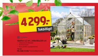 Jula Växthus 4,5 m2, 248x185x209 cm erbjuda
