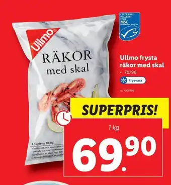 Lidl Ullmo frysta räkor med skal erbjuda